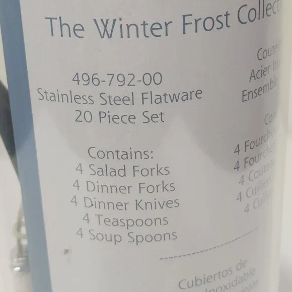 20 Piece Pfaltzgraff The Winter Frost Collection Flatware Set NEW